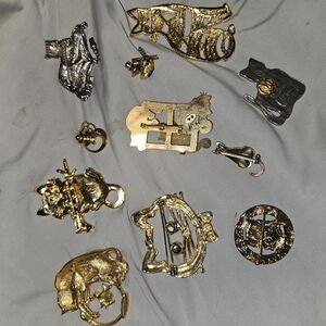 Gold and Silver Animal Brooch Set